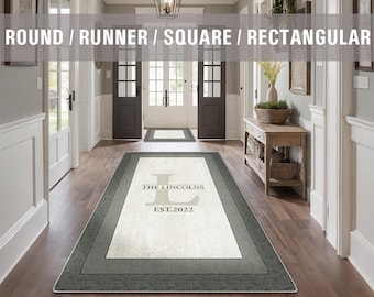 Family Name Entry Rug Personalized Entryway Rug Entrance Rug Inside House Indoor Welcome Mat Low Pile Non Slip Machine Washable AR209-09-B