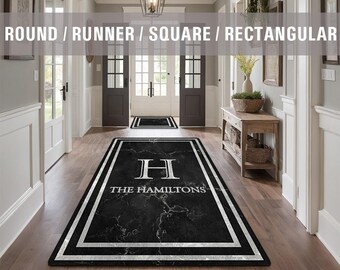 Family Name Entry Rug Personalized Entryway Rug Entrance Rug Inside House Indoor Welcome Mat Low Pile Non Slip Machine Washable AR304-05-C