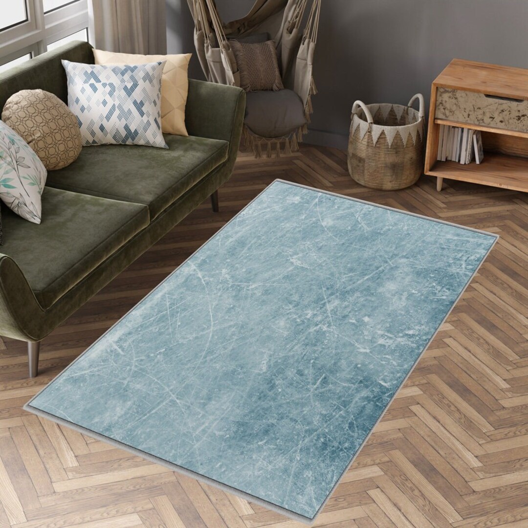 Ice Rink Pattern Rug, Area Rug Gift for Ice Skaters, Icy Room Decor ...