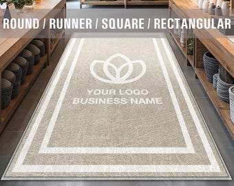 Logo Rug Custom Business Indoor Rug Your Design Entryway Entry Entrance Rug Store Office Welcome Low Pile Non Slip Machine Washable EW040