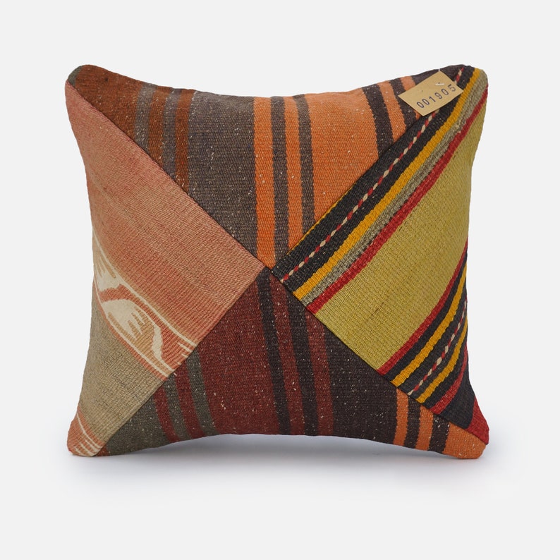 Turkish Kilim Pillow Cover Throw Pillow Decorative Pillow 16x16 Pillow Covers Farmhouse Pillow Bohemian Pillow N0001905