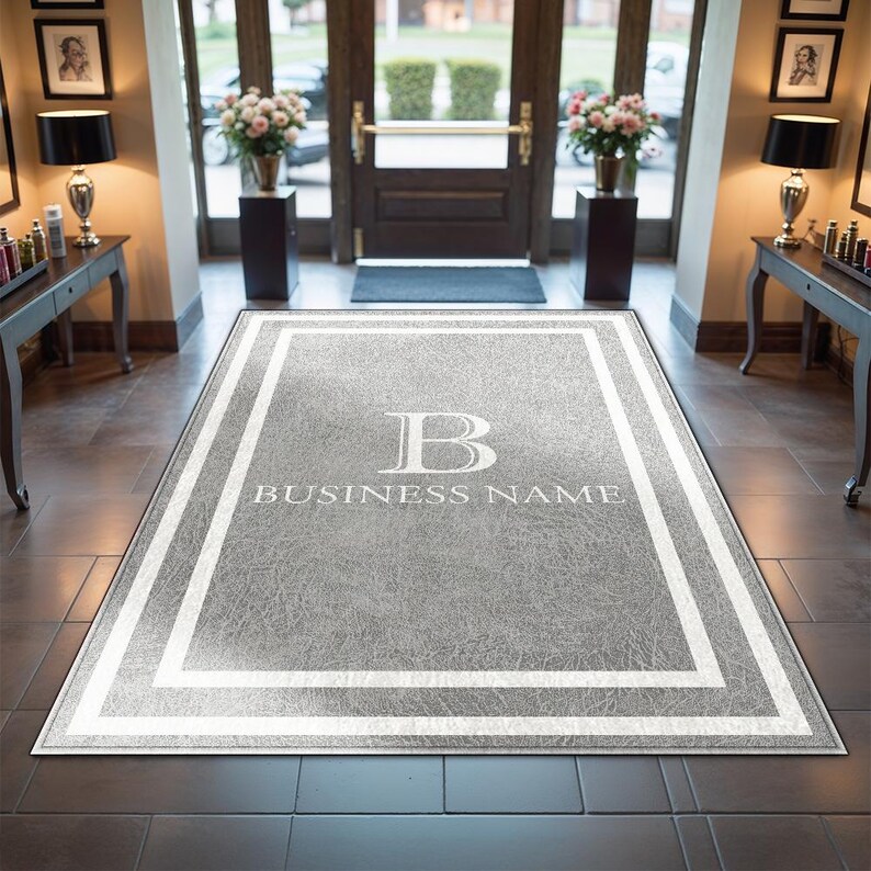 Business Monogram Rug Custom Business Name Entryway Entry Entrance Rug ...