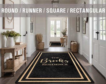Family Name Entry Rug Personalized Entryway Rug Entrance Rug Inside House Indoor Welcome Mat Low Pile Non Slip Machine Washable AR212-01-B