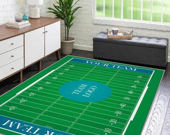 Tappeto da campo da football con il logo della tua squadra, regalo per i tifosi di football americano, regalo per gli amanti dello sport, regalo di inaugurazione della casa, regalo divertente per gli uomini AR261