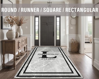 Family Name Entry Rug Personalized Entryway Rug Entrance Rug Inside House Indoor Welcome Mat Low Pile Non Slip Machine Washable AR304-09-A