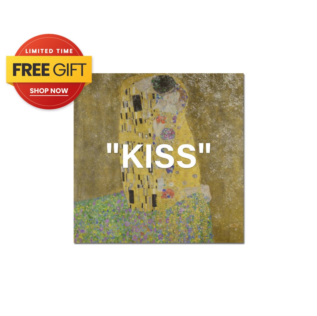 Kiss Gustav Klimt Hype Wall Art Decor With Quotation Marks Etsy