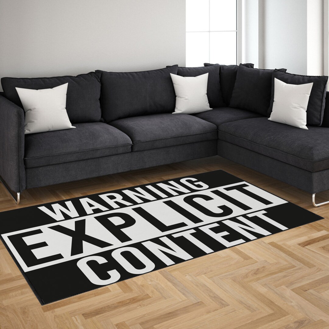 Warning Explicit Content Rug Funny Living Room Rug Soft Non Slip