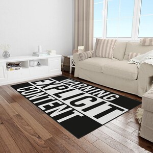 Warnung Explizit Inhalt Teppich Lustiger Wohnzimmer Teppich Weicher rutschfester maschinenwaschbarer Teppich AR361 Bild 2