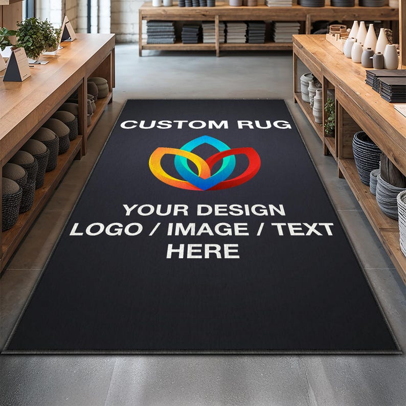 Logo Rug Custom Business Indoor Rug Your Design Entryway Entry Entrance Rug Store Office Welcome Low Pile Non Slip Machine Washable EW039 画像 5