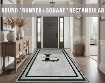 Family Name Entry Rug Personalized Entryway Rug Entrance Rug Inside House Indoor Welcome Mat Low Pile Non Slip Machine Washable AR212-09-A