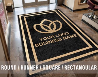Logo Rug Custom Business Indoor Rug Your Design Entryway Entry Entrance Rug Store Office Welcome Low Pile Non Slip Machine Washable EW040