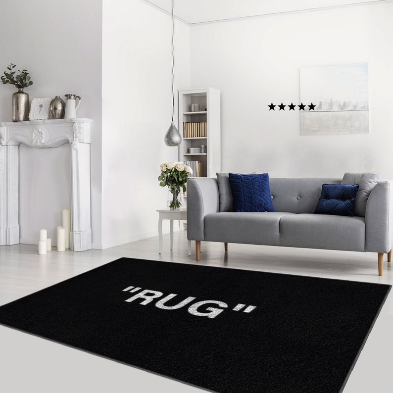 OFF Rug Black White Hype Area Rug off Large Keep Rug Washable Etsy