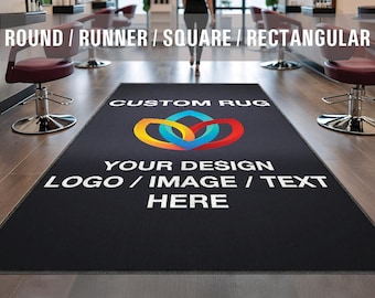 Beauty Hair Salon Barbershop Logo Indoor Rug Custom Design Business Rug Entry Entrance Welcome Low Pile Non Slip Machine Washable EW039