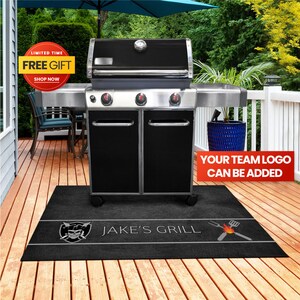 Personalized Sports / College Grill Mat, Barbecue Mat, BBQ Mat, Father's Day Gift, Gift for Dad Grandpa Husband Grandad Backyard Porch GM17