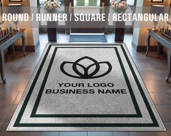 Logo Rug Custom Business Indoor Rug Your Design Entryway Entry Entrance Rug Store Office Welcome Low Pile Non Slip Machine Washable EW040