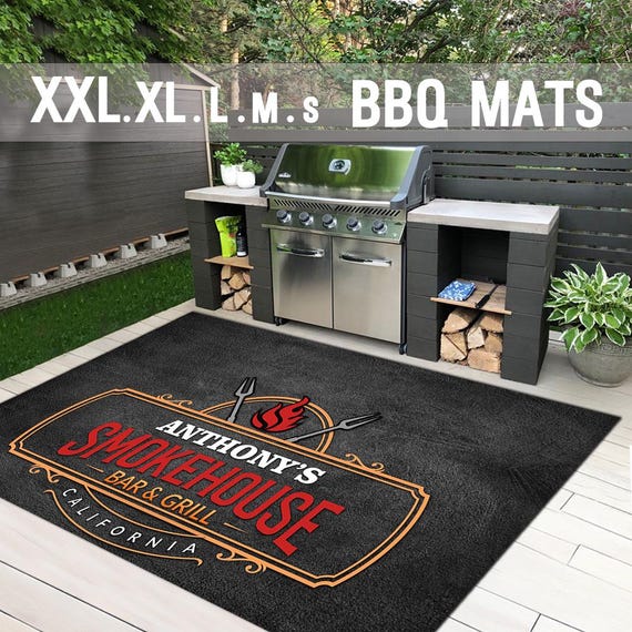 Personalized SmokeHouse Grill Mat XXL, Barbecue Mat, BBQ Mat, Father's Day Gift Gift for Dad Grandpa Husband Grandad Backyard Porch Mat GM02