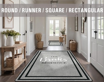 Family Name Entry Rug Personalized Entryway Rug Entrance Rug Inside House Indoor Welcome Mat Low Pile Non Slip Machine Washable AR212-01-A