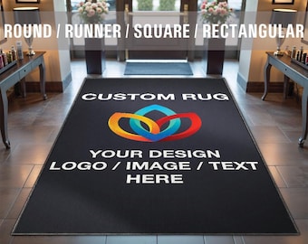 Retail Store Shop Logo Indoor Rug Custom Design Business Rug Boutique Entry Entrance Welcome Low Pile Non Slip Machine Washable EW039
