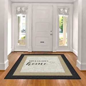 Family Name Entry Rug Personalized Entryway Rug Entrance Rug for Inside House Indoor Welcome Mat No Pile Non Slip Machine Washable AR209-07