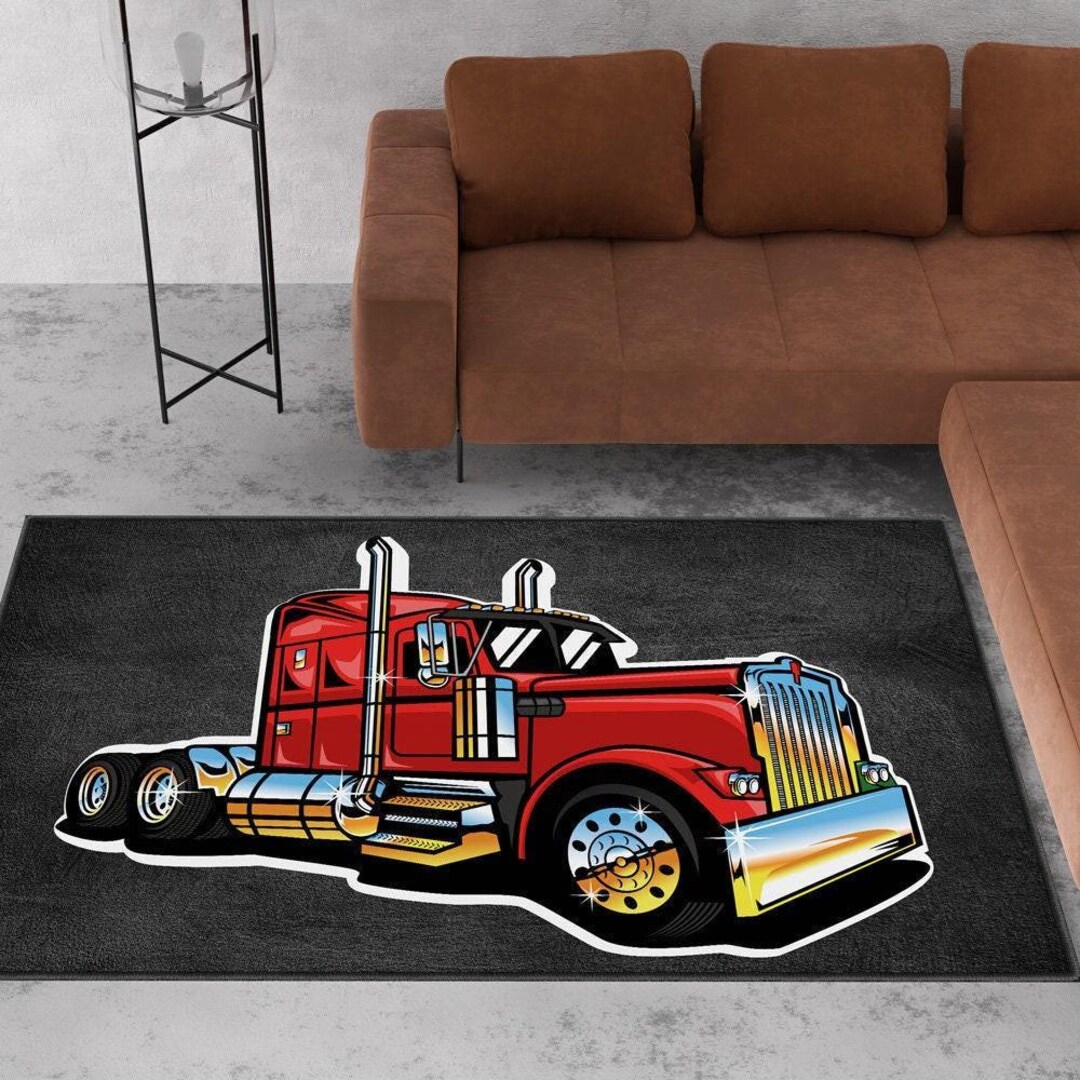 Heavy Truck Rug, Gift for Truck Driver, Trailer Truck Area Rug, Truck ...