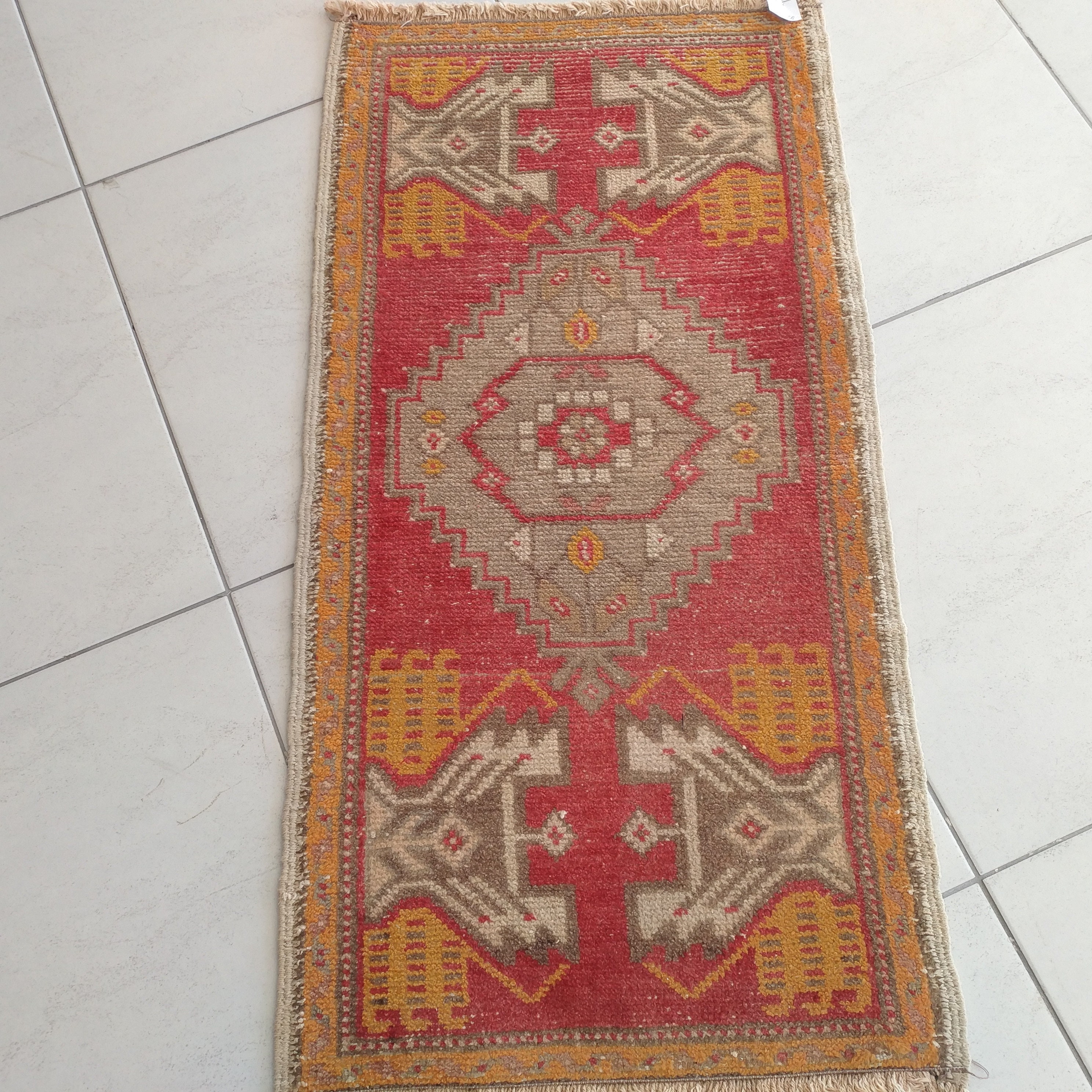 トルコ絨毯 小型絨毯 エリア絨毯 玄関マット ヴィンテージ絨毯 1.7x3.2