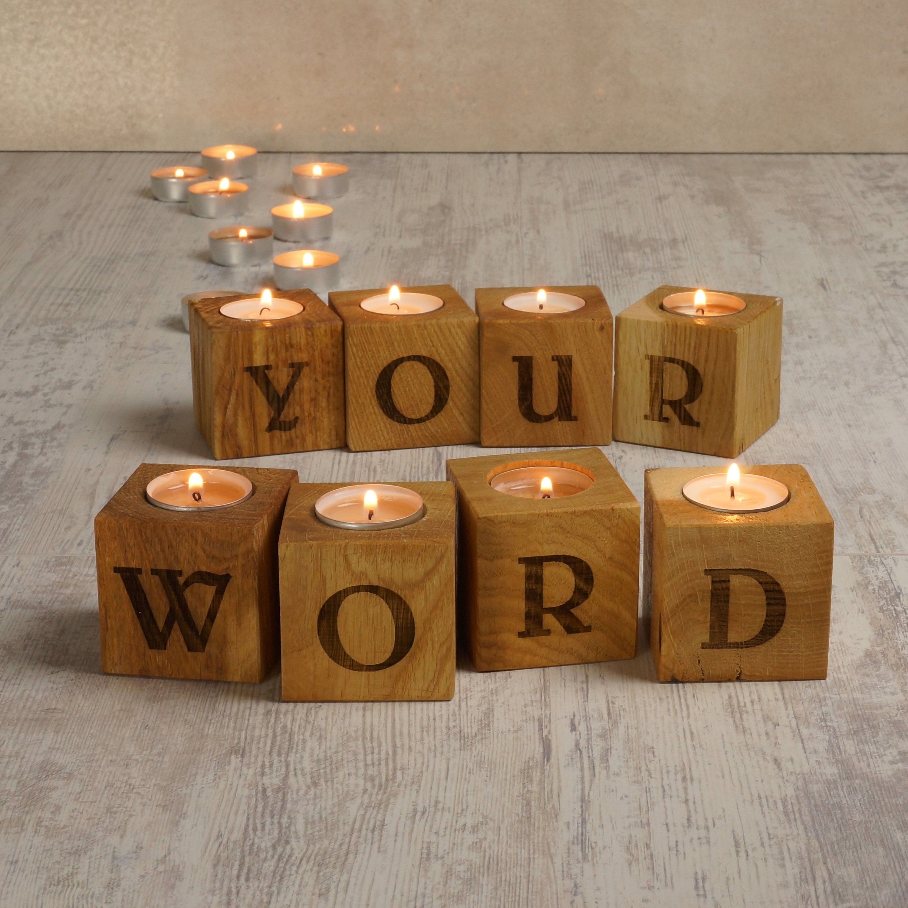 Engraved Block Letters Your Word Letter Personalized Wooden Blocks Engraved Blocks Tealight ...