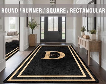 Family Name Entry Rug Personalized Entryway Rug Entrance Rug Inside House Indoor Welcome Mat Low Pile Non Slip Machine Washable AR212-04-B