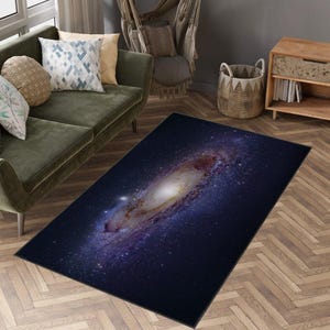 Alfombra de galaxia de Andrómeda, decoración de astronomía espacial, regalo para amantes del espacio, regalo de inauguración de la casa para él o ella, decoración de la sala de estar, alfombra de cueva para hombres AR264