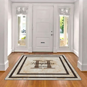 Family Name Entry Rug Personalized Entryway Rug Entrance Rug for Inside House Indoor Welcome Mat No Pile Non Slip Machine Washable AR304-06