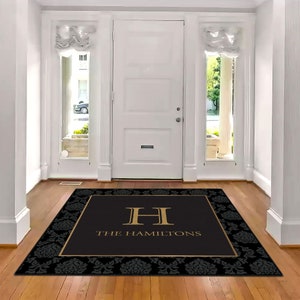 Family Name Entry Rug Personalized Entryway Rug Entrance Rug for Inside House Indoor Welcome Mat No Pile Non Slip Machine Washable AR302-05