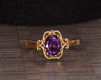 Amethyst Ring, Gold Ring, Silver Amethyst Ring, Midi Ring, Purple Amethyst Jewelry, Boho Ring, Bridesmaid Gift, Unique Ring, Minimalist Ring