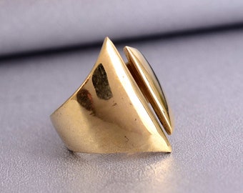 Geometric Ring For Women, Modern Ring, Brass Ring, Boho Ring, Abstract Ring, Wide Ring, Gold Statement Ring, Dainty Ring, Promise Ring,