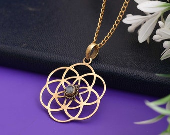 Flower of Life Necklace,  Silver Flower of Life Jewelry, Gift for Her, Sacred Geometry Pendant, Gift for Yoga, Spiritual Charm