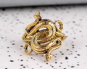 Snake Ring, Gold Snake Ring, Serpent Ring, Snake Jewelry, Double Headed Snake Ring, Vintage Ring, Snake Ring Women, Bohemian Ring,Boho Ring