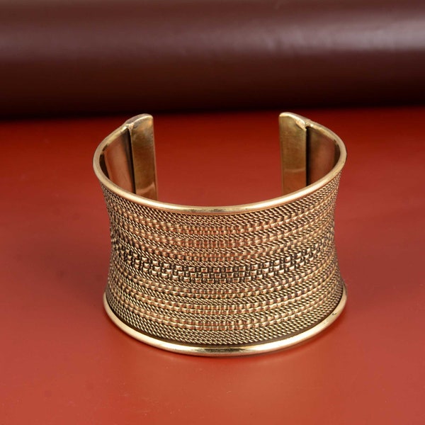 Manchetarmband, dikke gouden manchet, brede gouden manchetarmband, warp armband, armband, gouden wirst manchet, verstelbare armband, cadeau voor haar