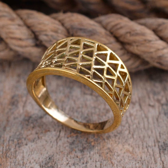 Gold Filigree Ring, 925 Silver Ring, Statement Ring, Net Ring