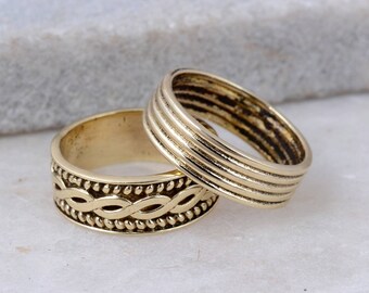 Gold Band Ring, Yellow Gold Band, Thick Gold Ring, Wide Band Gold Ring, Wedding Band, Unique Band, designer Ring, Bohemian Ring