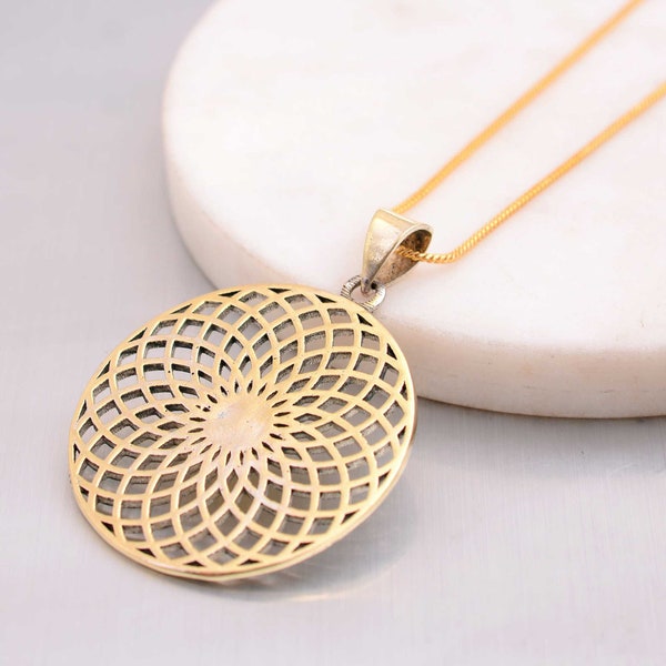 Torus Yantra Charms, Torus Pendant, Sacred Geometry Necklace, Brass Pendant, Yoga jewelry, Gift For Men, Women, Bohemian Pendant,