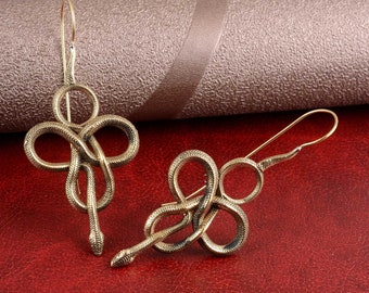 Snake earrings, Brass snake earrings for Women, Gothic Earrings, Serpent Earrings, Brass Earrings, Snake Jewelry