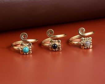 Toe Ring Adjustable Toe Ring Jewelry Body Jewelry For Women Handmade Toe Rings Moonstone Toe Ring, Turquoise Toe Ring, Black Onyx Toe Ring