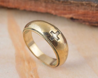 Cross Band Ring, Minimalist Rings, Mens and Womans Rings, Unisex Band Ring, Simple Rings, Unisex Ring Mens Womens Jewellery, Gold Band Ring