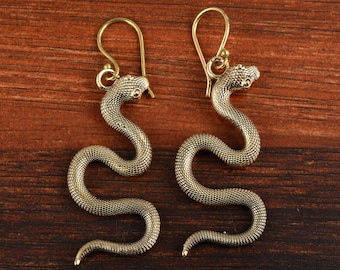 Brass Earrings,Snake Earrings,Boho Earrings,dangle drop Earrings,Ethnic Earrings,Statement Earrings,Gypsy gift for her