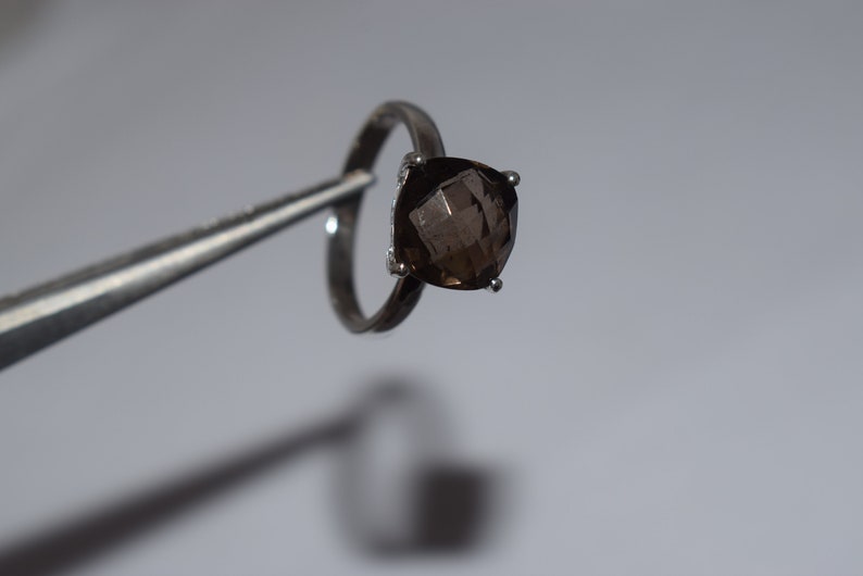 Smokey gemstone ring 925 sterling silver ring