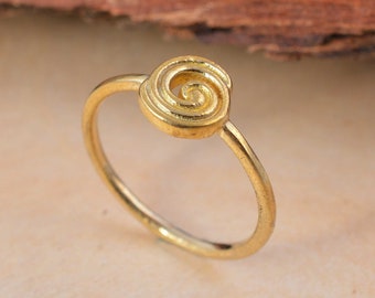 18k Gold Spiral Ring, Gold Minimalist Ring, 925 Silver Spiral Ring, Gold Dainty Ring, Gold Delicate Ring, Trendy Ring, Christmas Gift