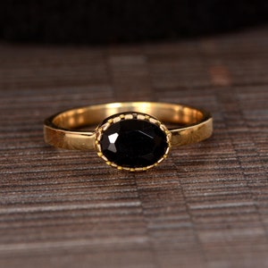 Natural Black Onyx Ring, Dainty Ring, Handmade Ring,  Gemstone Ring, Minimalist Ring, Birthstone Ring, Black Stone Ring, Gift For Women,