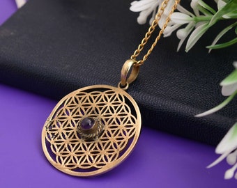 Flower of Life Necklace,  Silver, Gold Flower of Life Jewelry, Gift for Her, Sacred Geometry Pendant, Gift for Yoger, Spiritual Charm,