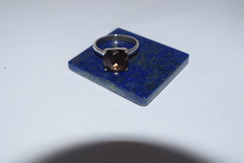 Smokey gemstone ring 925 sterling silver ring