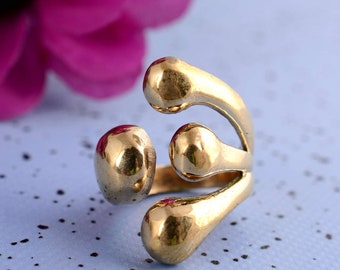 Handmade Ring, Geometric Ring, Modern Ring, Chunky Ring, Unique Ring, Ball Ring, Adjustable Bubbles Ring, Gold Plated Ring, Gift For Women