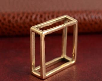 Double square ring made of brass, handmade ring, Women Ring, Gift for Her , Dainty Ring , Square band , Bar Ring ,double line handmade ring