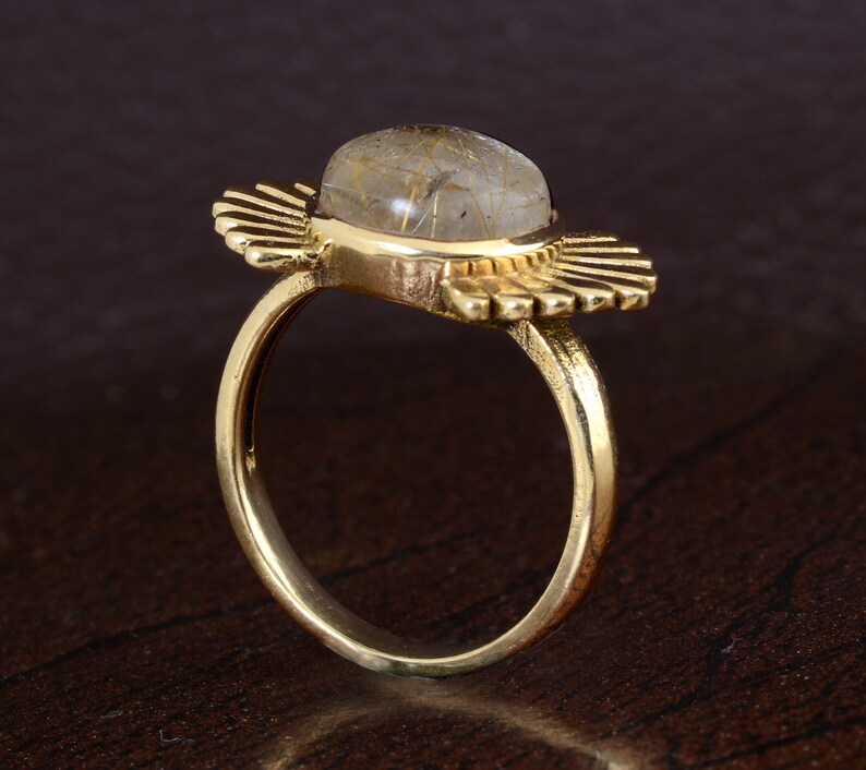 Indian jewelry Gemstone ring,Brass ring,Handmade rings,Statement ring,women ring,gift for her,Wings ring Vintage jewelry Moonstone ring